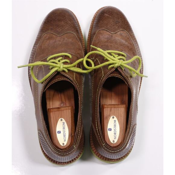 Donald J Pliner Edd Brown Lime Green Wingtip Dress Shoes 8.5 main image 8